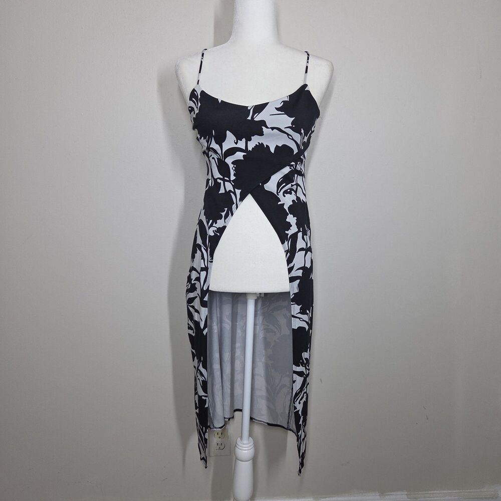 Vtg 90s Y2K Venus Floral Open Split Front Midi Cami Belly Top Grunge Fairy Boho